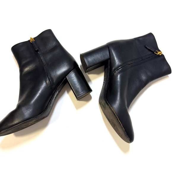 Tory Burch Brooke Perfect Black Calf Leather Ankle Booties Minimalist Size 8.5 - Picture 6 of 16